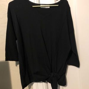 Black sweater with a tie front